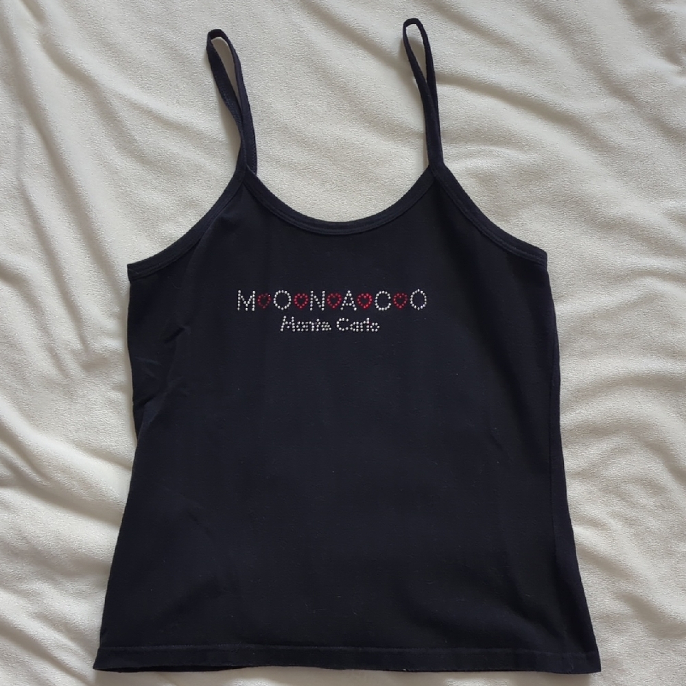 3 For $30. Vintage Monaco Black Camisole with Embellished Design